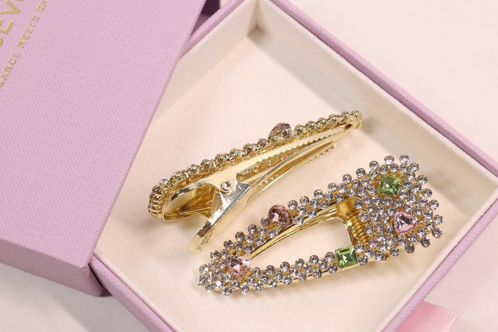 Jeweled Crystal Hair Clips – Set of 2