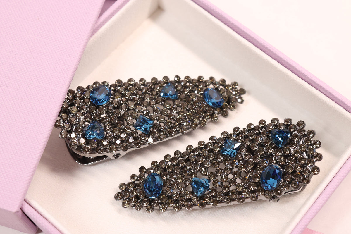 Jeweled Crystal Hair Clips – Set of 2