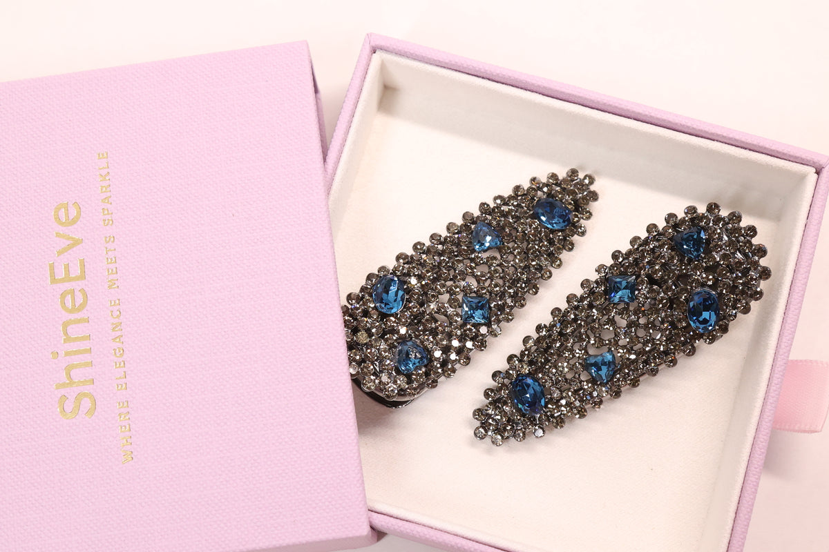Jeweled Crystal Hair Clips – Set of 2