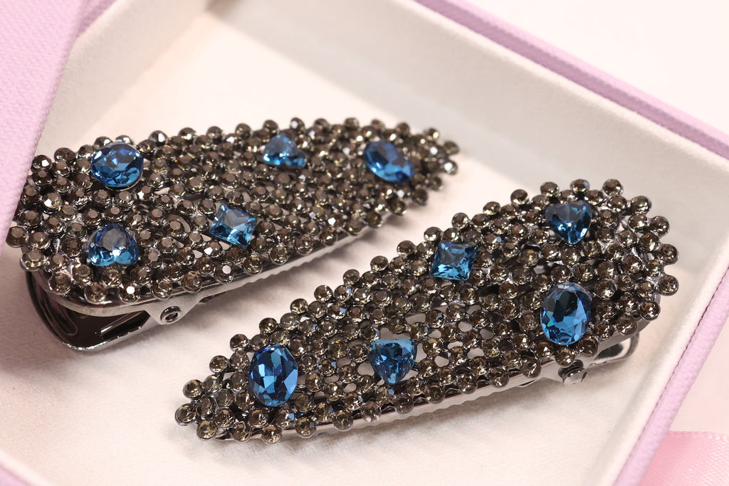 Jeweled Crystal Hair Clips – Set of 2