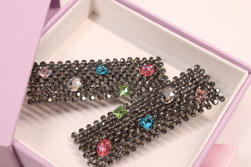 Jeweled Crystal Hair Clips – Set of 2