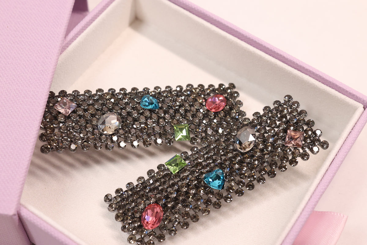 Jeweled Crystal Hair Clips – Set of 2