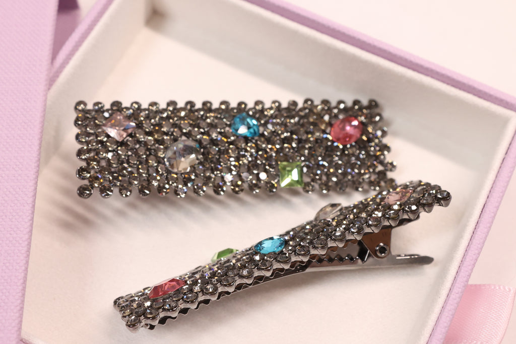 Jeweled Crystal Hair Clips – Set of 2