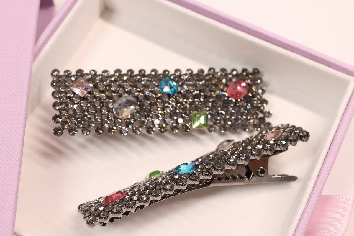 Jeweled Crystal Hair Clips – Set of 2