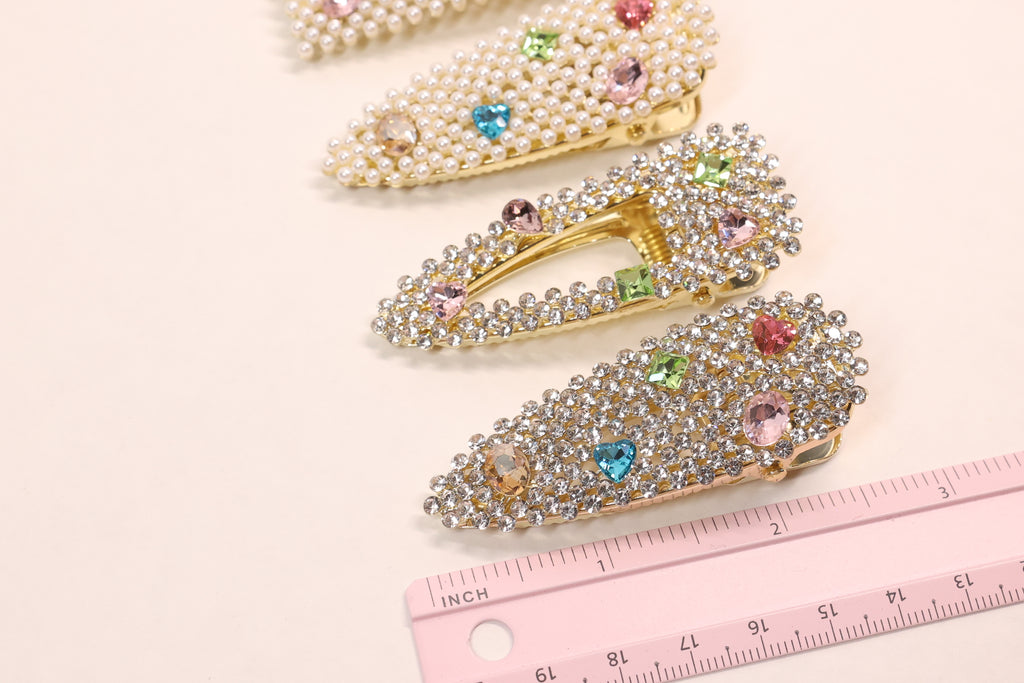 Jeweled Crystal Hair Clips – Set of 2