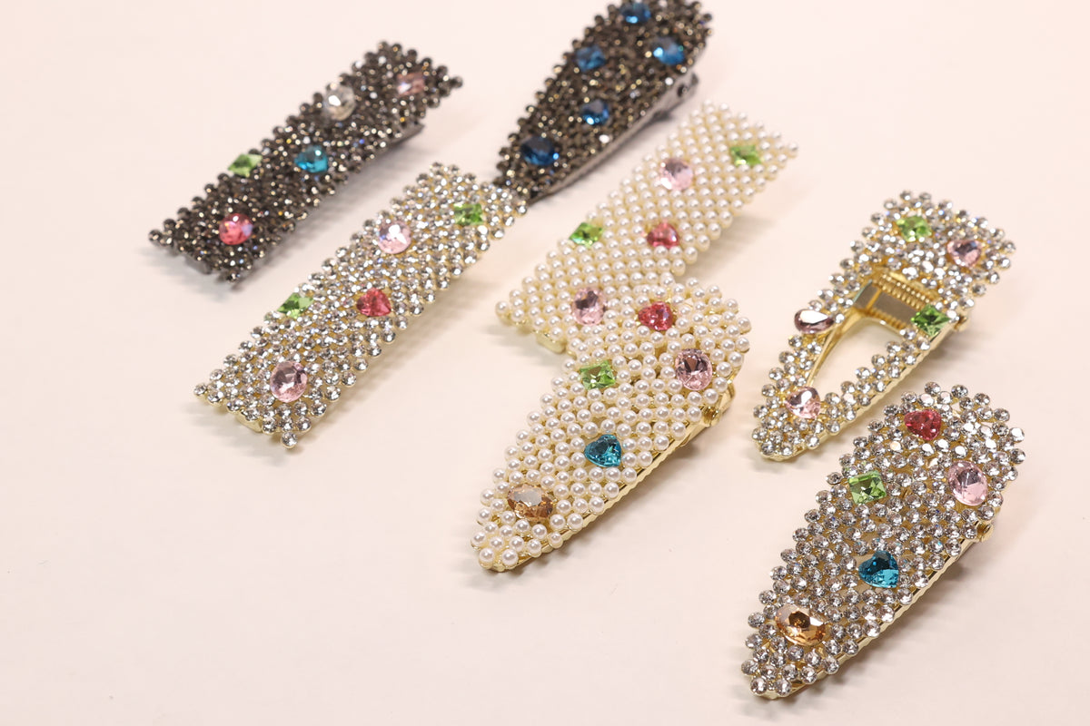 Jeweled Crystal Hair Clips – Set of 2
