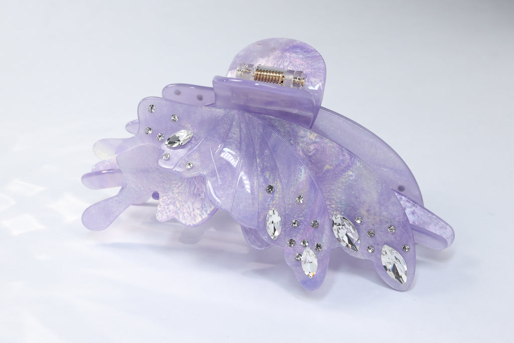 Large Acetate Butterfly Hair Claw – Crystal Rhinestone Statement Hair Clip