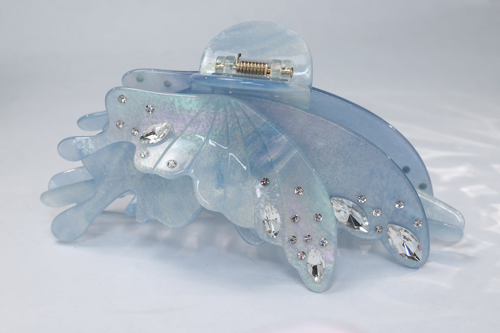 Large Acetate Butterfly Hair Claw – Crystal Rhinestone Statement Hair Clip
