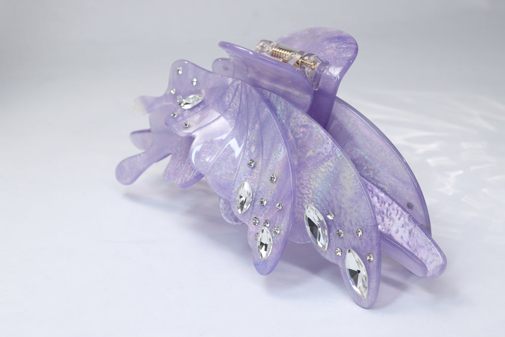 Large Acetate Butterfly Hair Claw – Crystal Rhinestone Statement Hair Clip