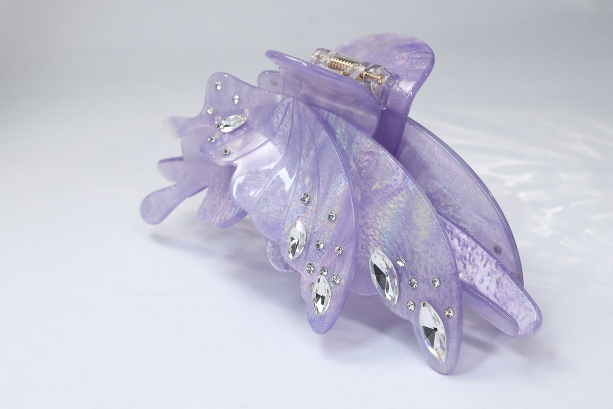 Large Acetate Butterfly Hair Claw – Crystal Rhinestone Statement Hair Clip