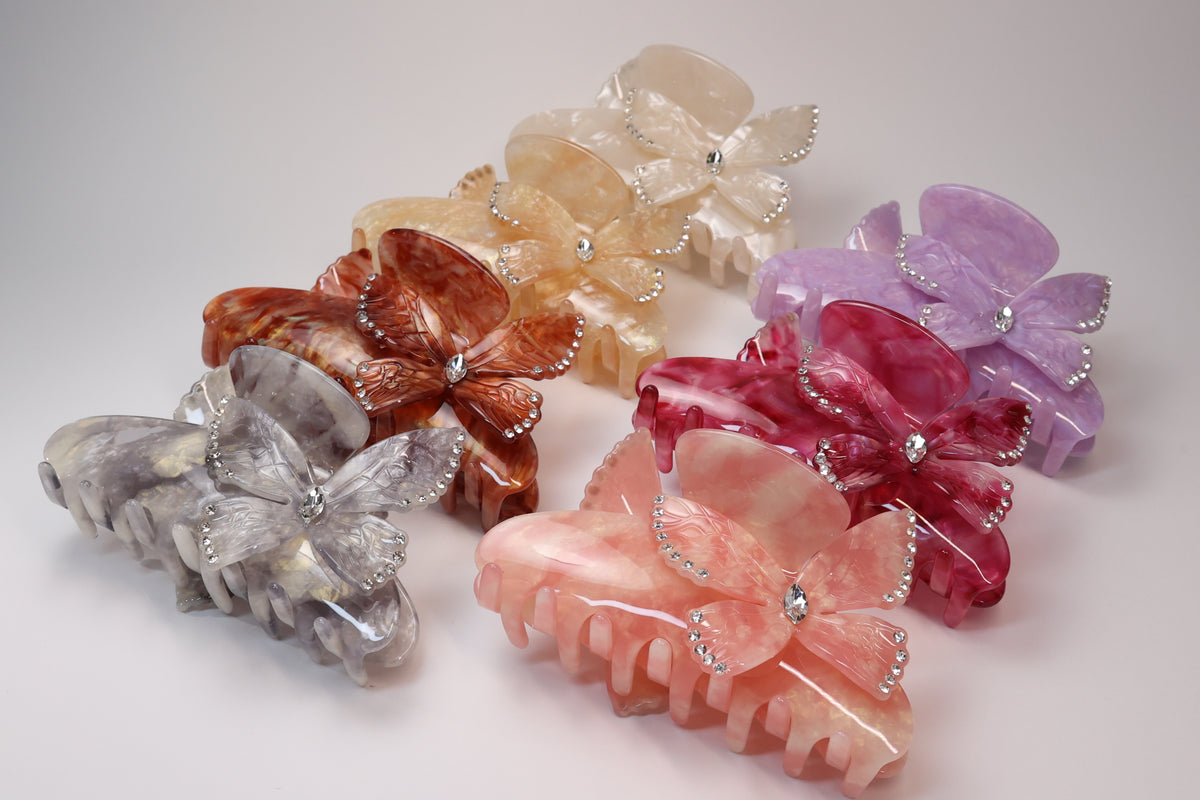 Crystal Butterfly Acetate Hair Claw