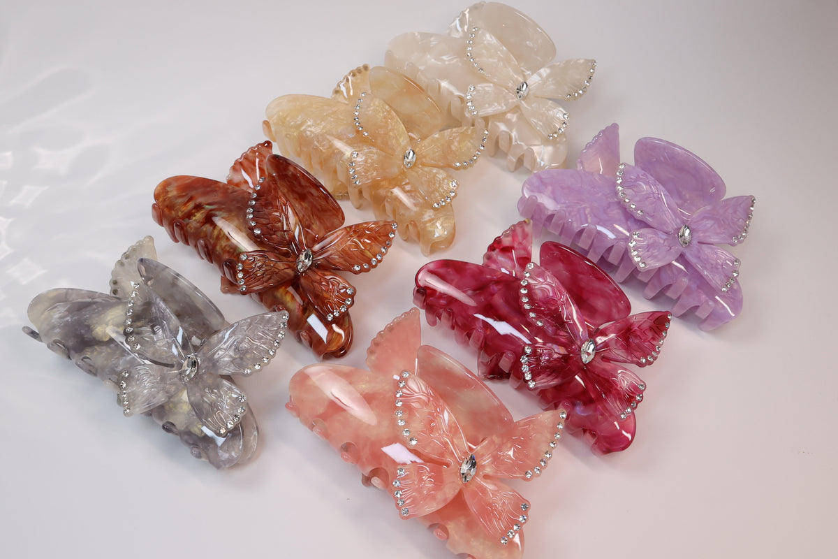 Crystal Butterfly Acetate Hair Claw