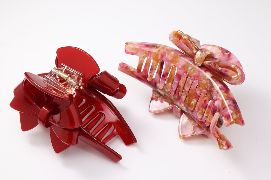 Double Bow Acetate Hair Claw Clip – 4.3"
