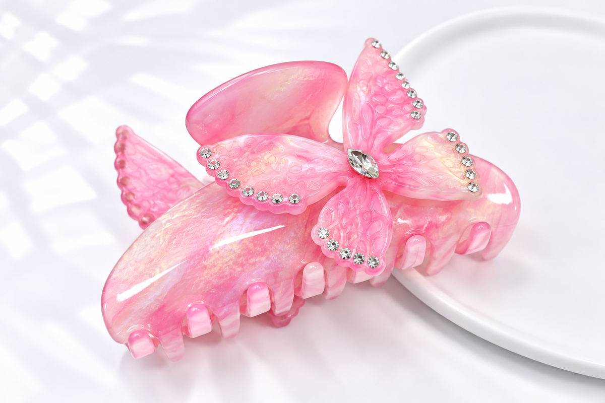 Crystal Butterfly Acetate Hair Claw