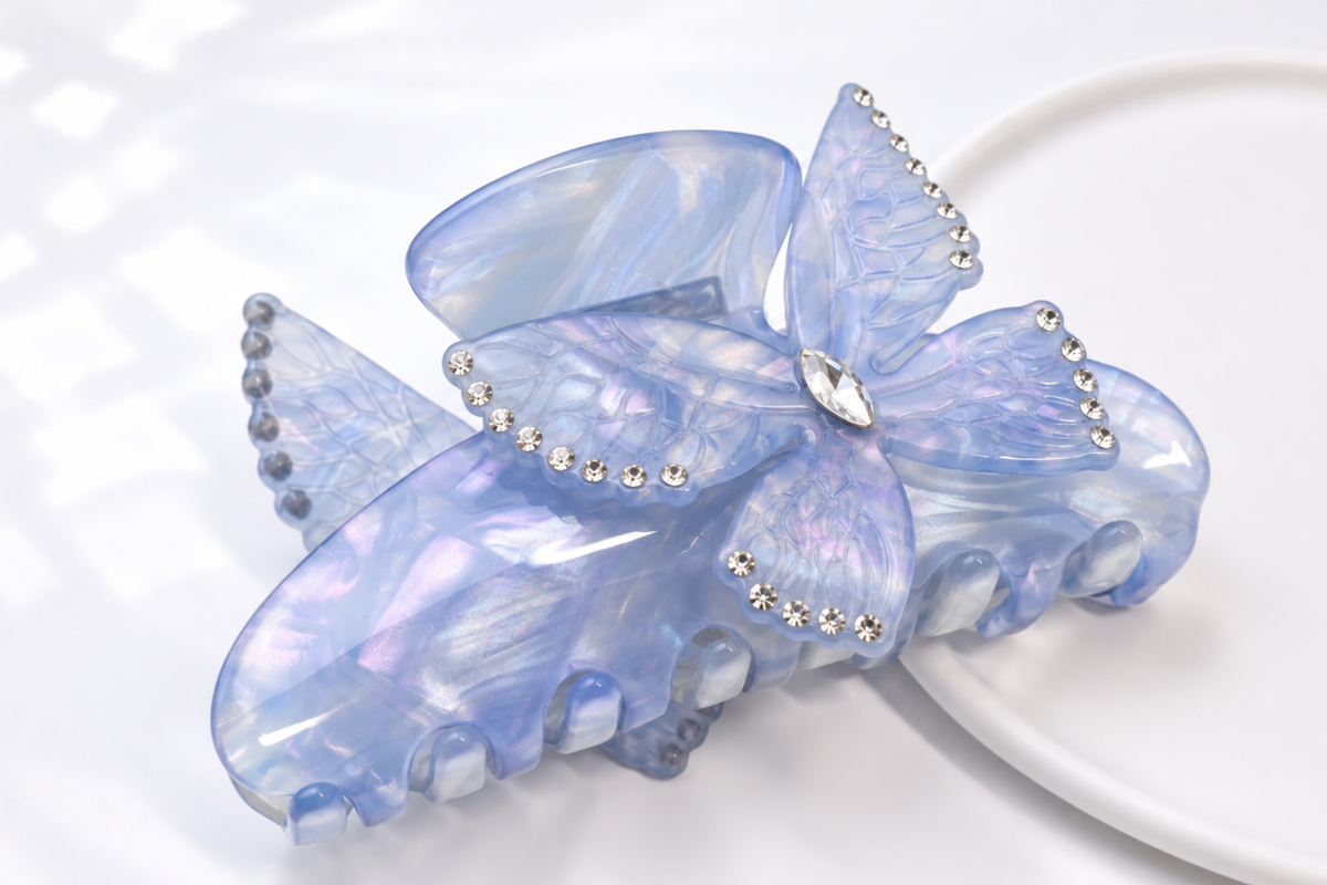 Crystal Butterfly Acetate Hair Claw