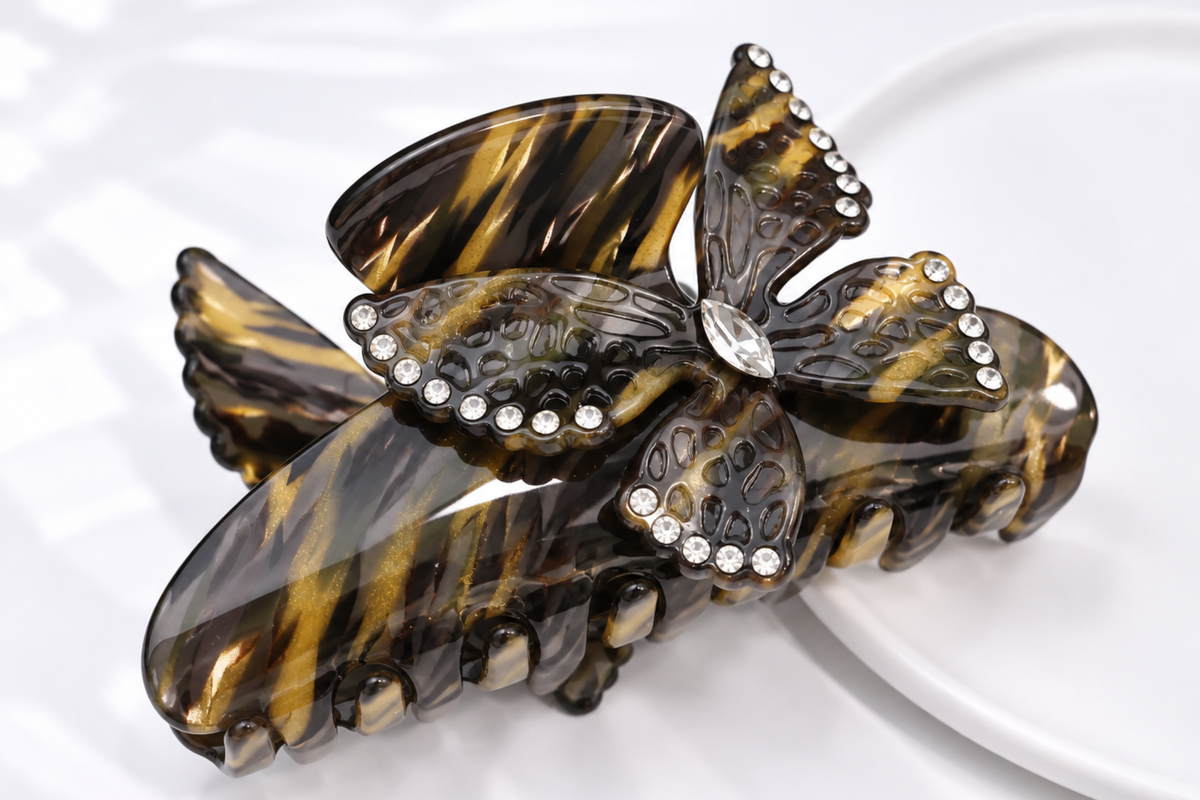 Crystal Butterfly Acetate Hair Claw