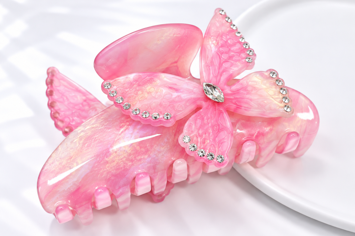 Crystal Butterfly Acetate Hair Claw