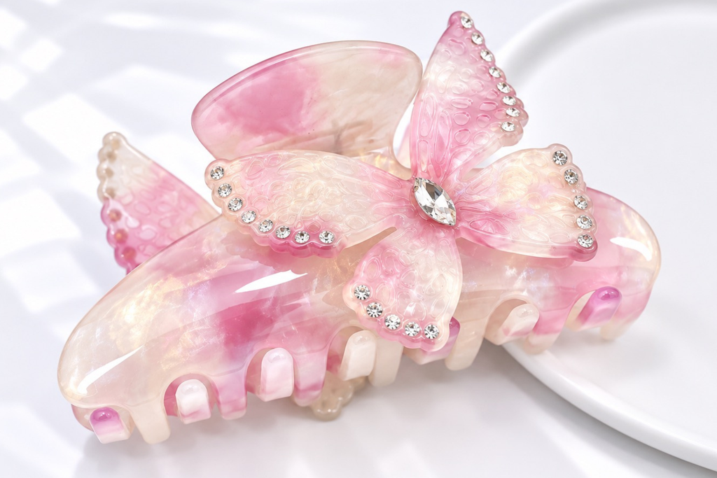 Crystal Butterfly Acetate Hair Claw