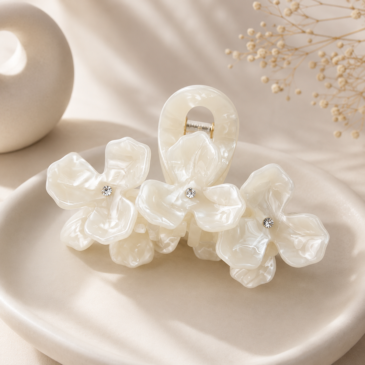 Acetate Crystal Flower Hair Claw