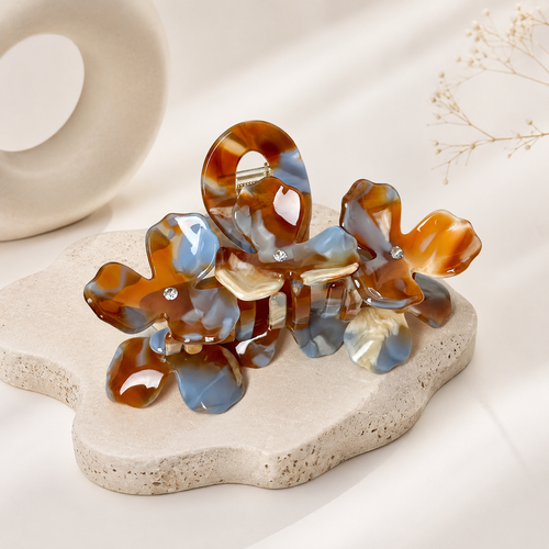 Acetate Crystal Flower Hair Claw