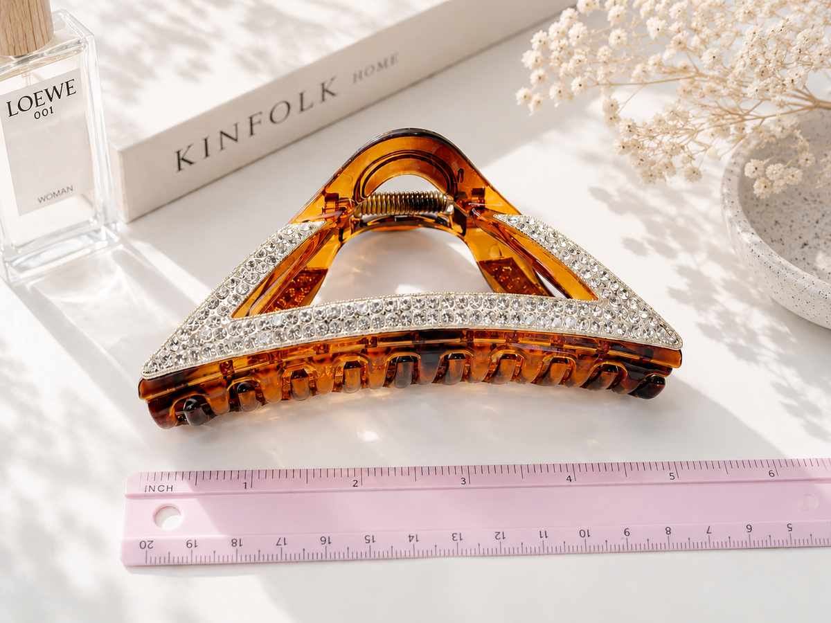 Crystal Tortoiseshell Hair Claw Clip – Rhinestone Large Hair Clip, 3 Styles