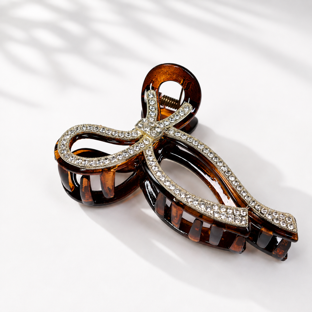 Crystal Tortoiseshell Hair Claw Clip – Rhinestone Large Hair Clip, 3 Styles