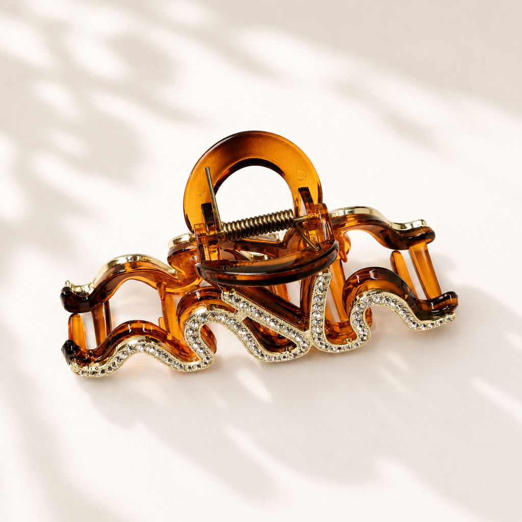 Crystal Tortoiseshell Hair Claw Clip – Rhinestone Large Hair Clip, 3 Styles