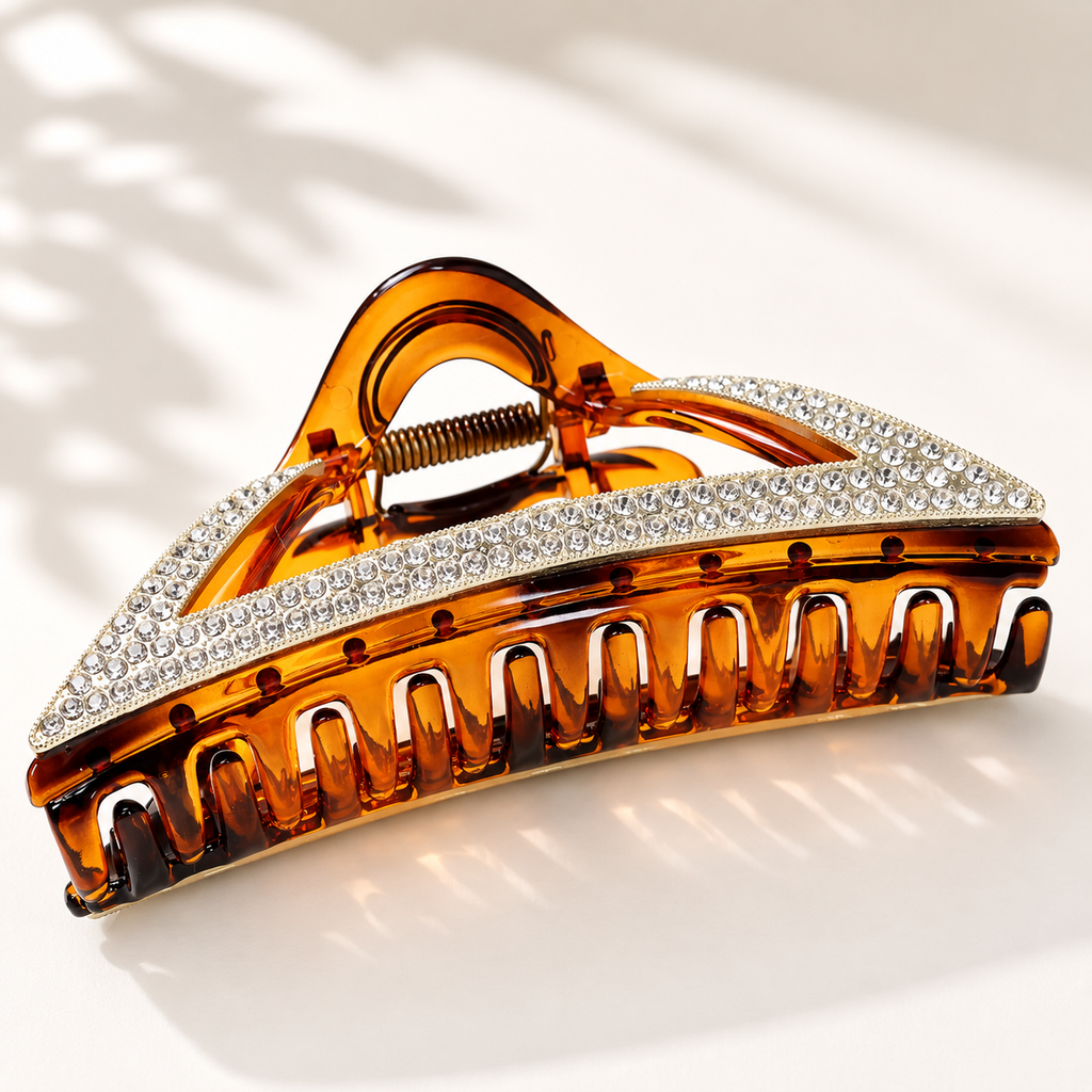 Crystal Tortoiseshell Hair Claw Clip – Rhinestone Large Hair Clip, 3 Styles