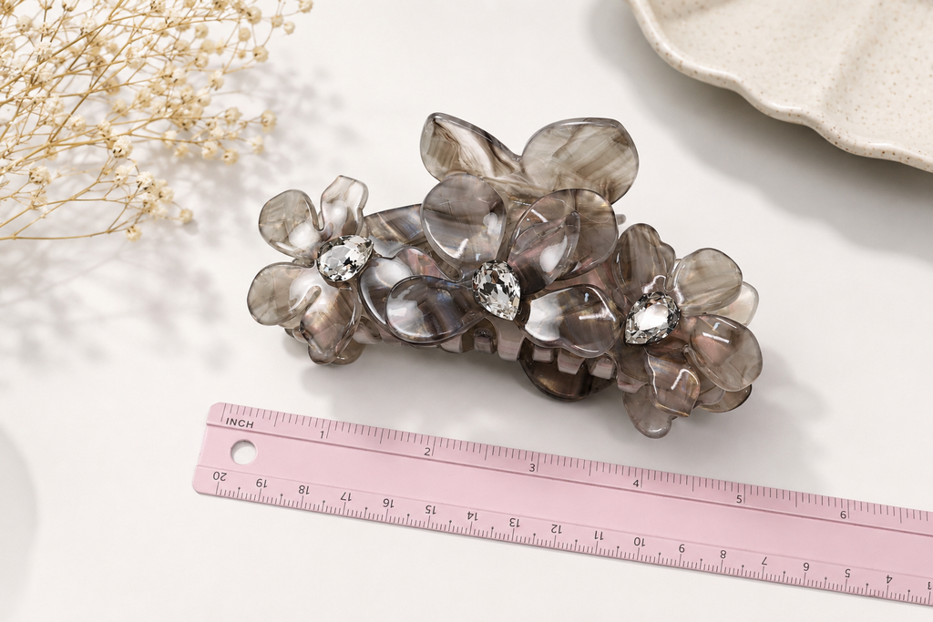 Crystal Bloom Acetate Hair Claw | Floral Claw Clip