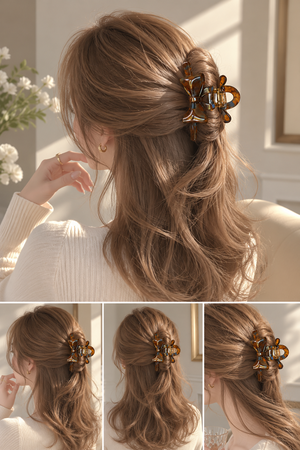 4" Acetate Bow Hair Claw – Medium Large French Hair Clip