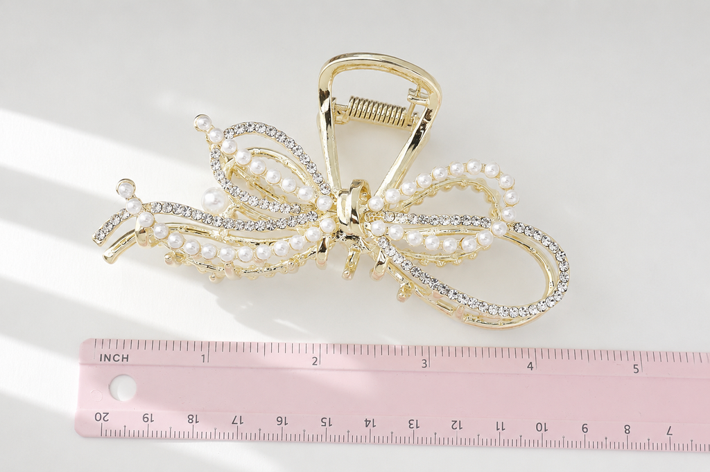 Pearl & Crystal Bow Hair Claw – 3 Elegant Styles