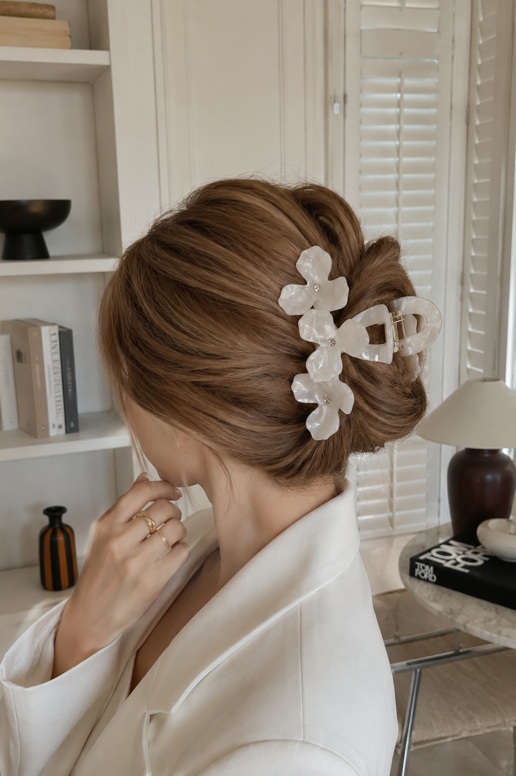 Acetate Crystal Flower Hair Claw