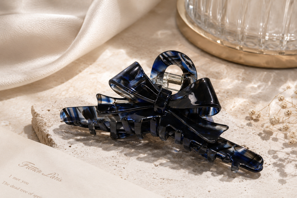 Large Bow Acetate Hair Claw – 5 Inch Claw Clip for Thick Hair
