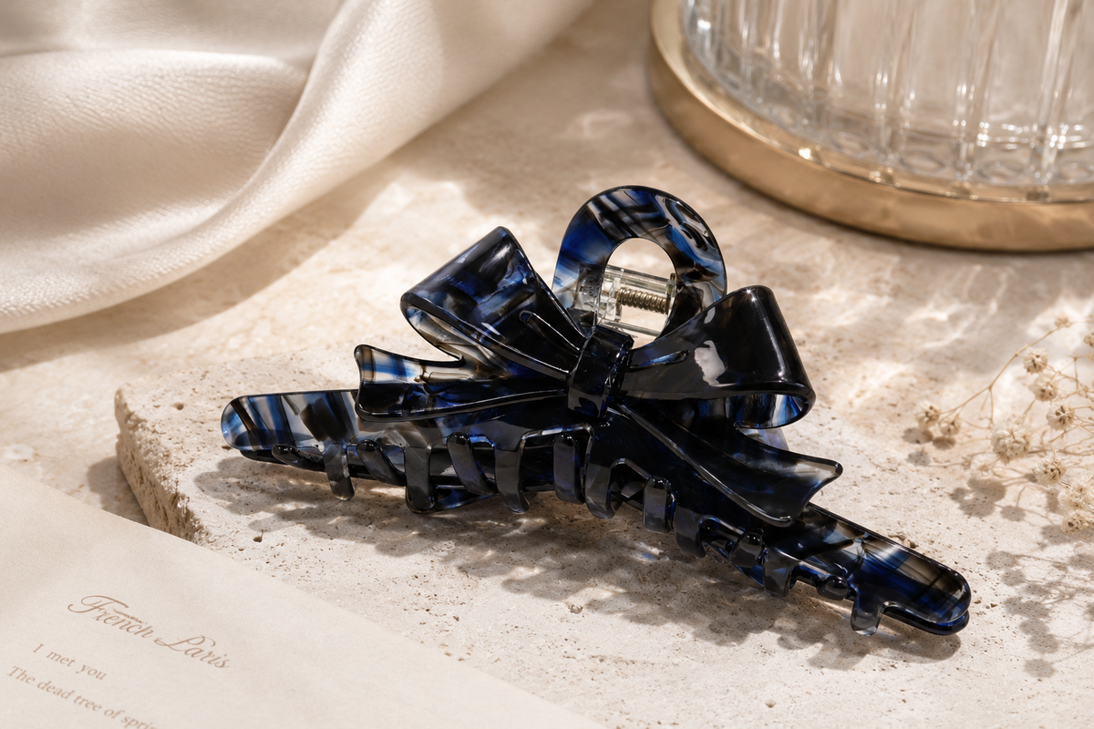 Large Bow Acetate Hair Claw – 5 Inch Claw Clip for Thick Hair