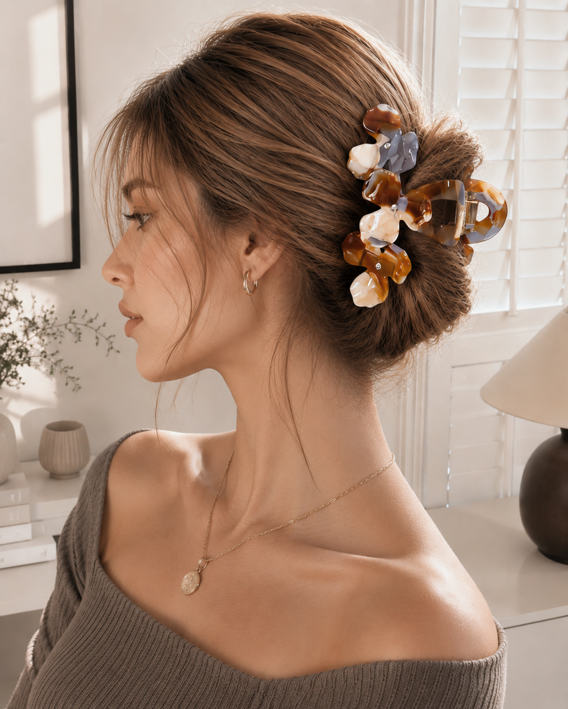 Acetate Crystal Flower Hair Claw