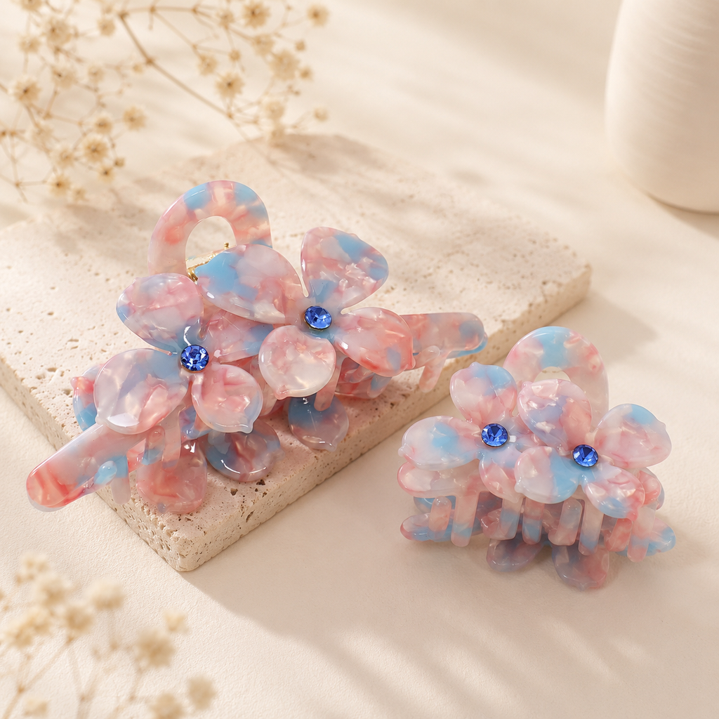Acetate Flower Hair Claw – Large & Small Floral Claw Clips in Multiple Colors