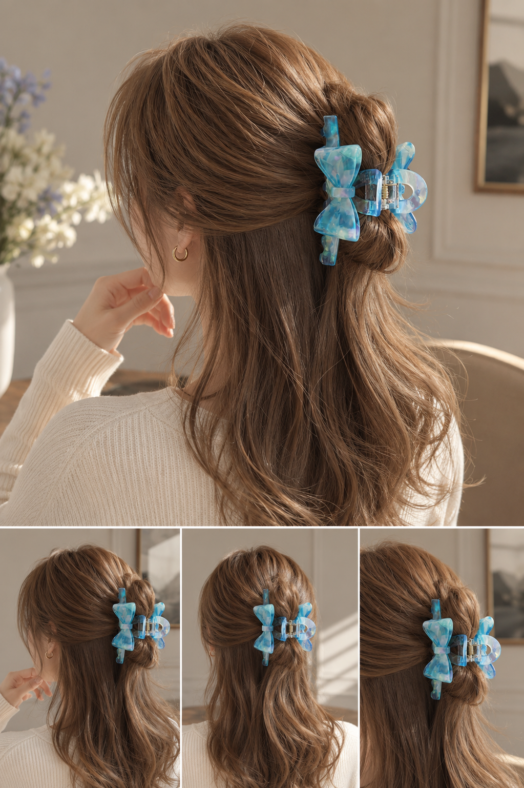 4" Acetate Bow Hair Claw – Medium Large French Hair Clip