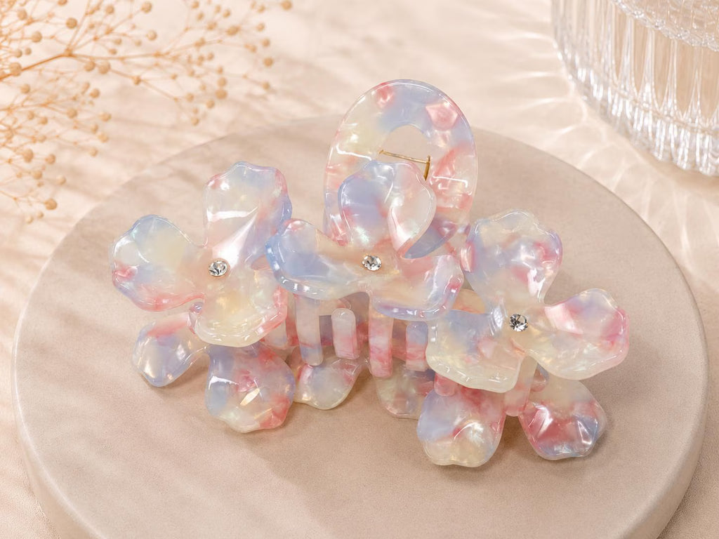 Acetate Crystal Flower Hair Claw