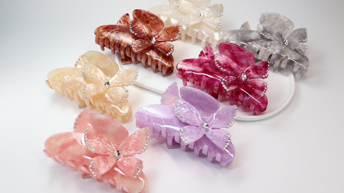Crystal Butterfly Acetate Hair Claw