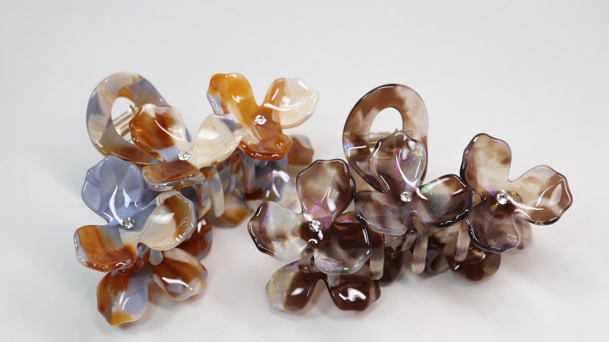 Acetate Crystal Flower Hair Claw