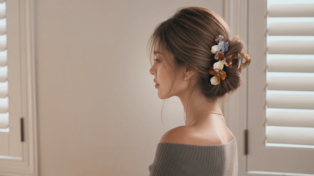 Acetate Crystal Flower Hair Claw