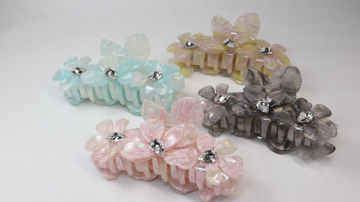 Crystal Bloom Acetate Hair Claw | Floral Claw Clip
