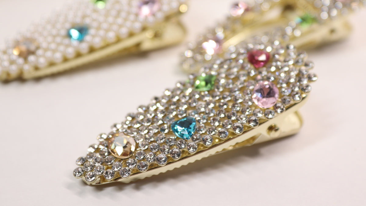 Jeweled Crystal Hair Clips – Set of 2