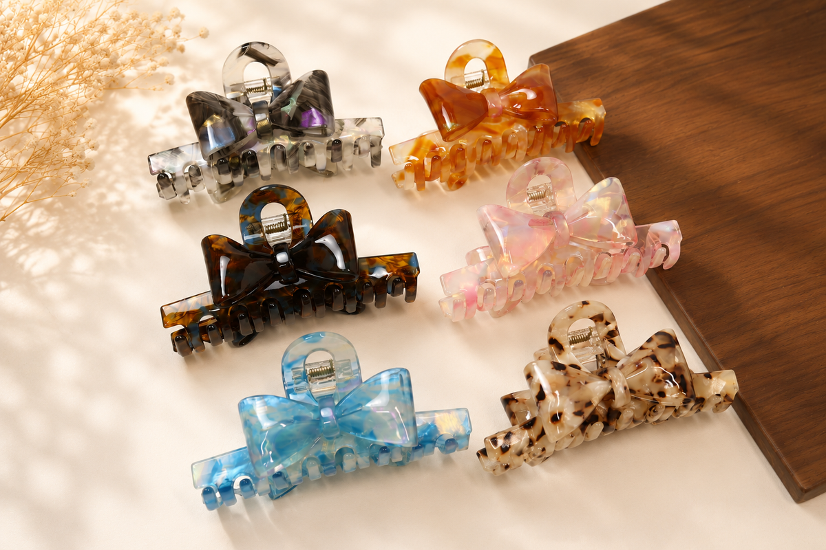 4" Acetate Bow Hair Claw – Medium Large French Hair Clip