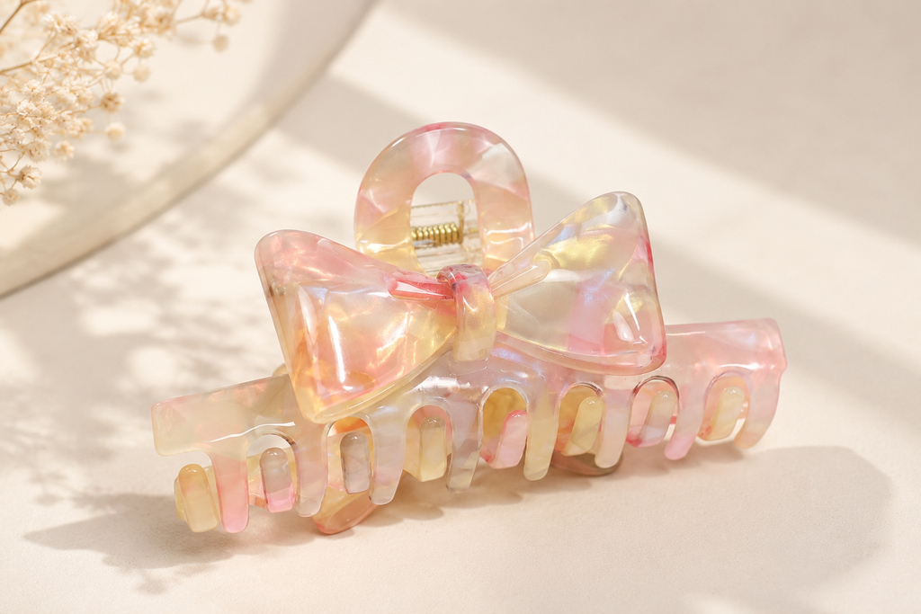 4" Acetate Bow Hair Claw – Medium Large French Hair Clip