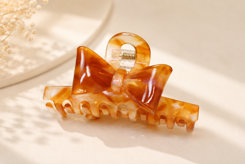 4" Acetate Bow Hair Claw – Medium Large French Hair Clip