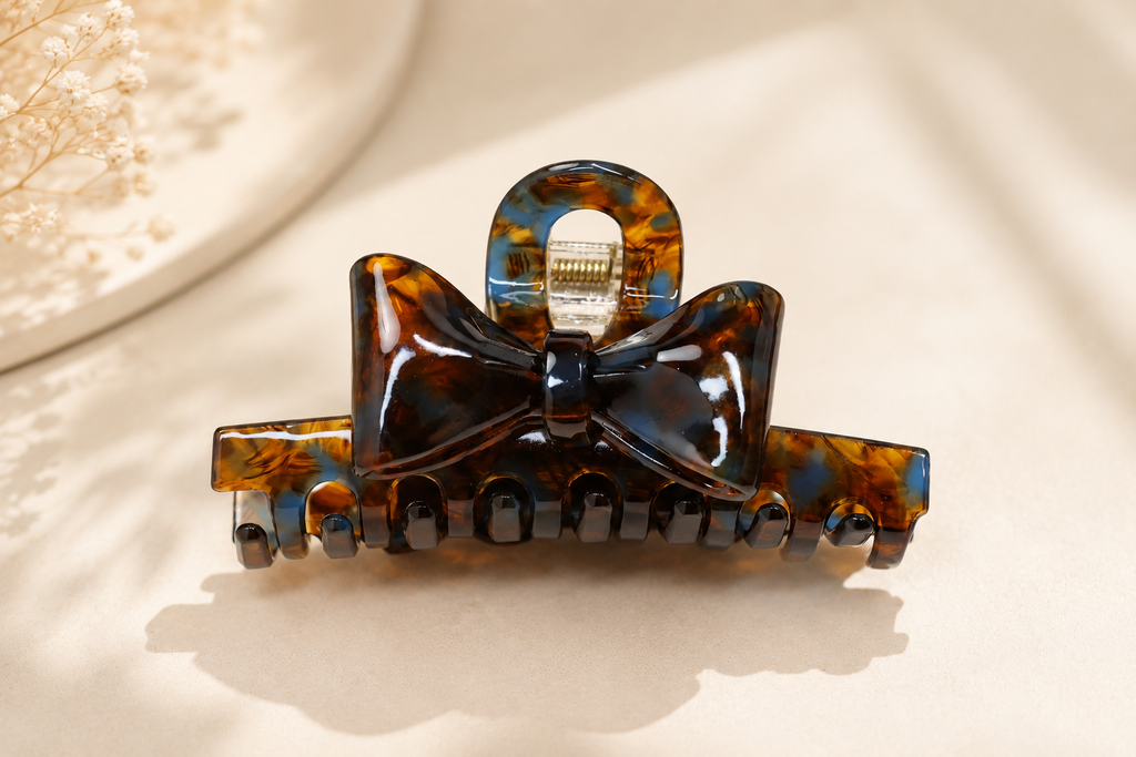 4" Acetate Bow Hair Claw – Medium Large French Hair Clip