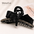 Black Rose Bow Hair Claw Clip – Crystal Rhinestone Large Hair Clip, Elegant Romantic Hair Accessory