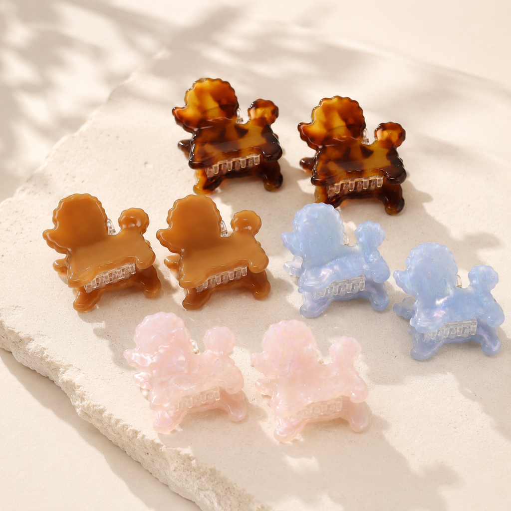 Mini Acetate Dog Hair Claw Clips — Set of 2