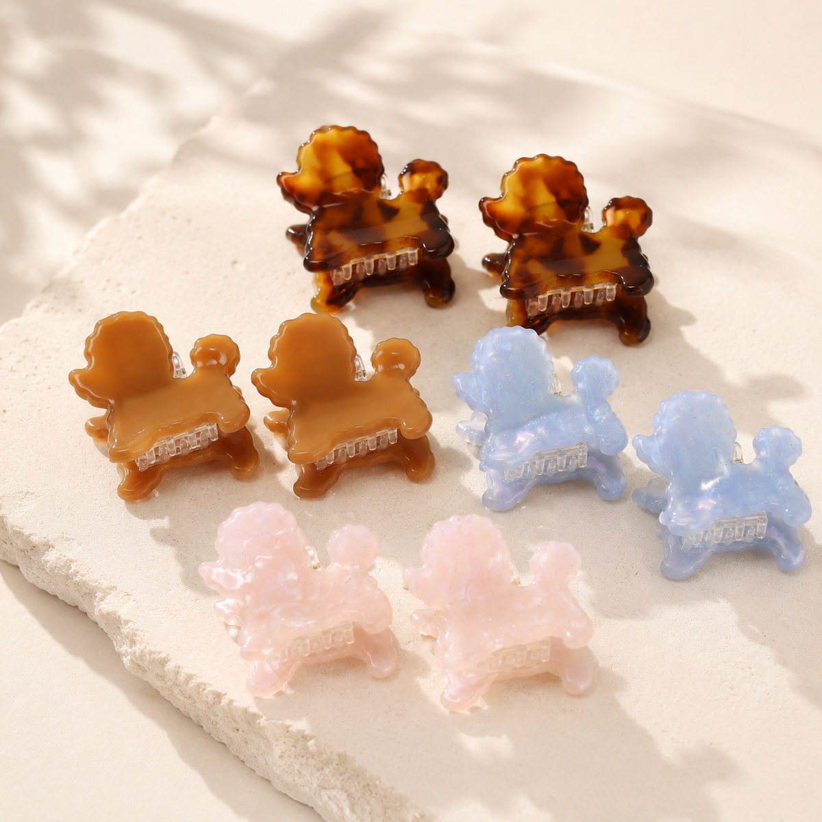 Mini Acetate Dog Hair Claw Clips — Set of 2